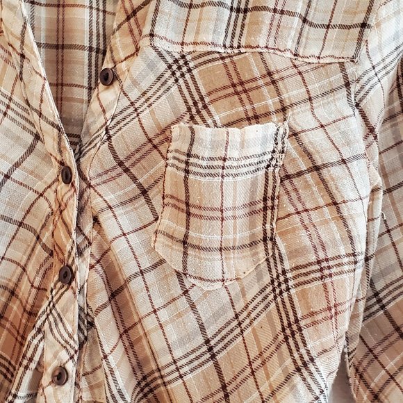 Love Squared Brown Plaid Boho Tunic Top - Picture 5 of 11
